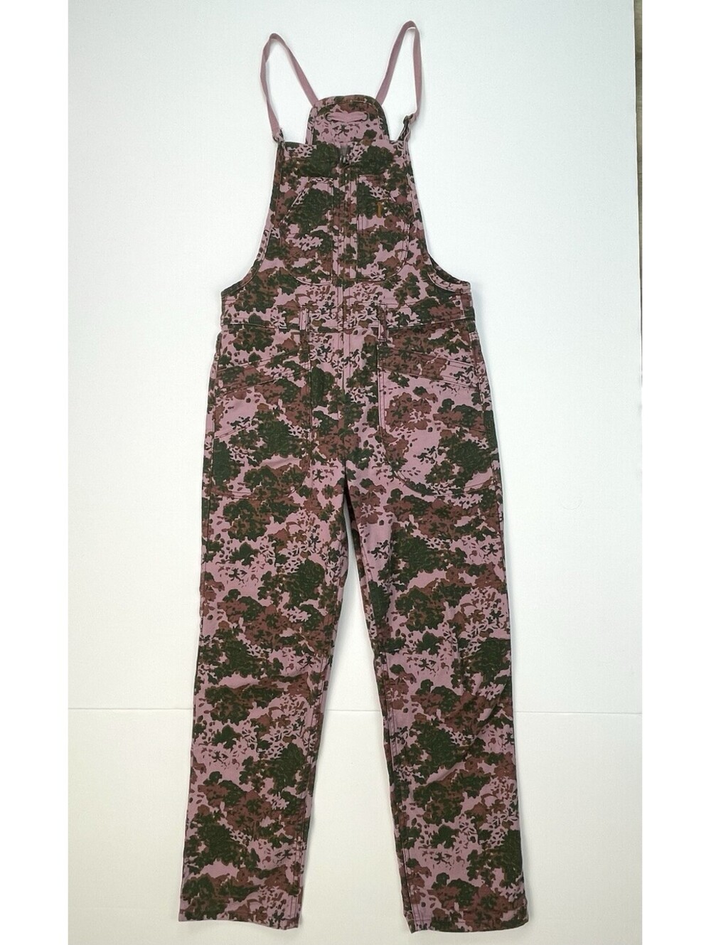 Anthropologie Pilcro The Painters Overalls Floral Camo Mauve Green Print 26